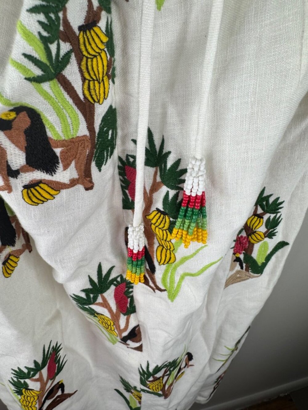 Farm Rio Bahia Girls Embroidered Tropical Midi Dress Size S NWT Linen Bananas - Picture 11 of 12